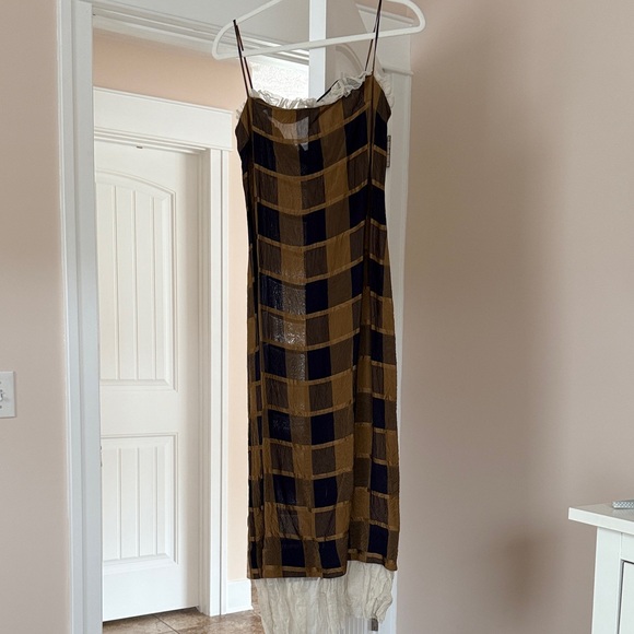 KHAITE Susanna ruffle check dress size 8 - Picture 3 of 10